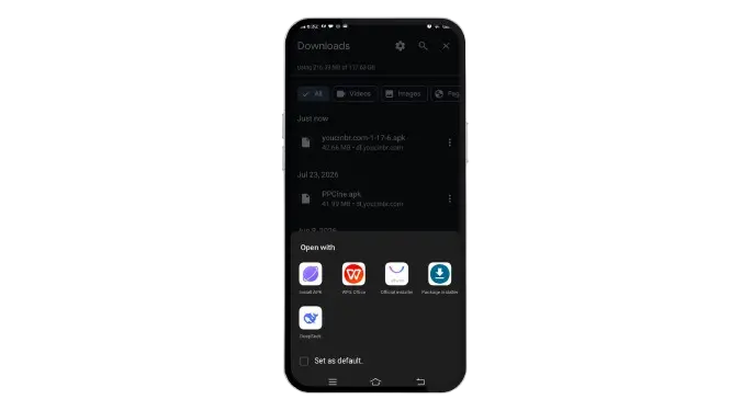 Abra o arquivo YouCine APK baixado na pasta Downloads