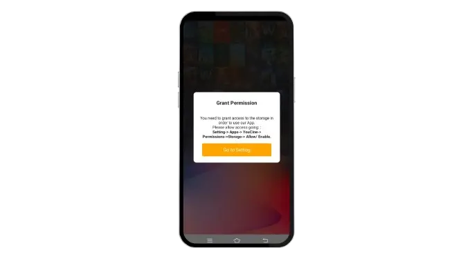 Conceda a permissão de armazenamento para usar o YouCine APK